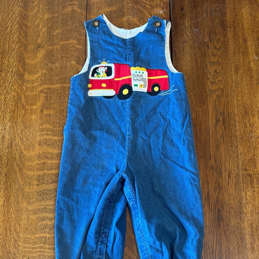 Vintage 90s Kelly’s Kids firetruck denim overalls